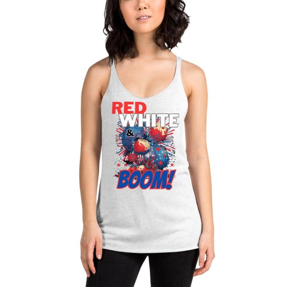 MUDPUPs Red White & BOOM Racerback Tank Top.